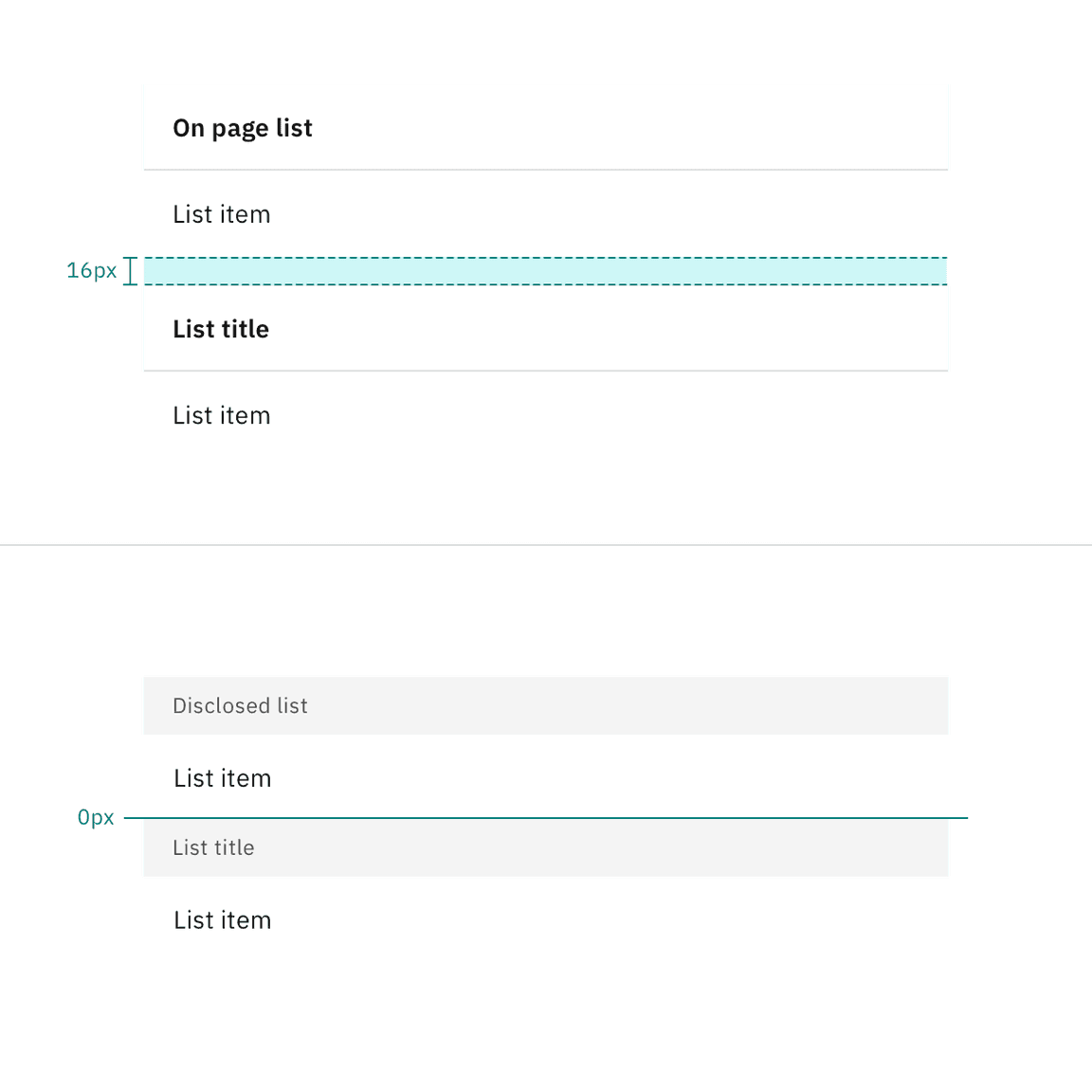 Contained list alignment